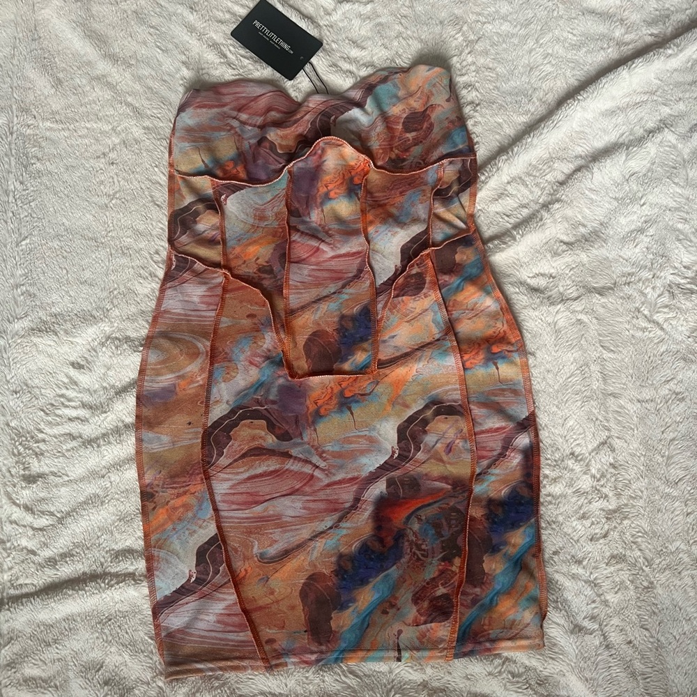 Marble strapless dress